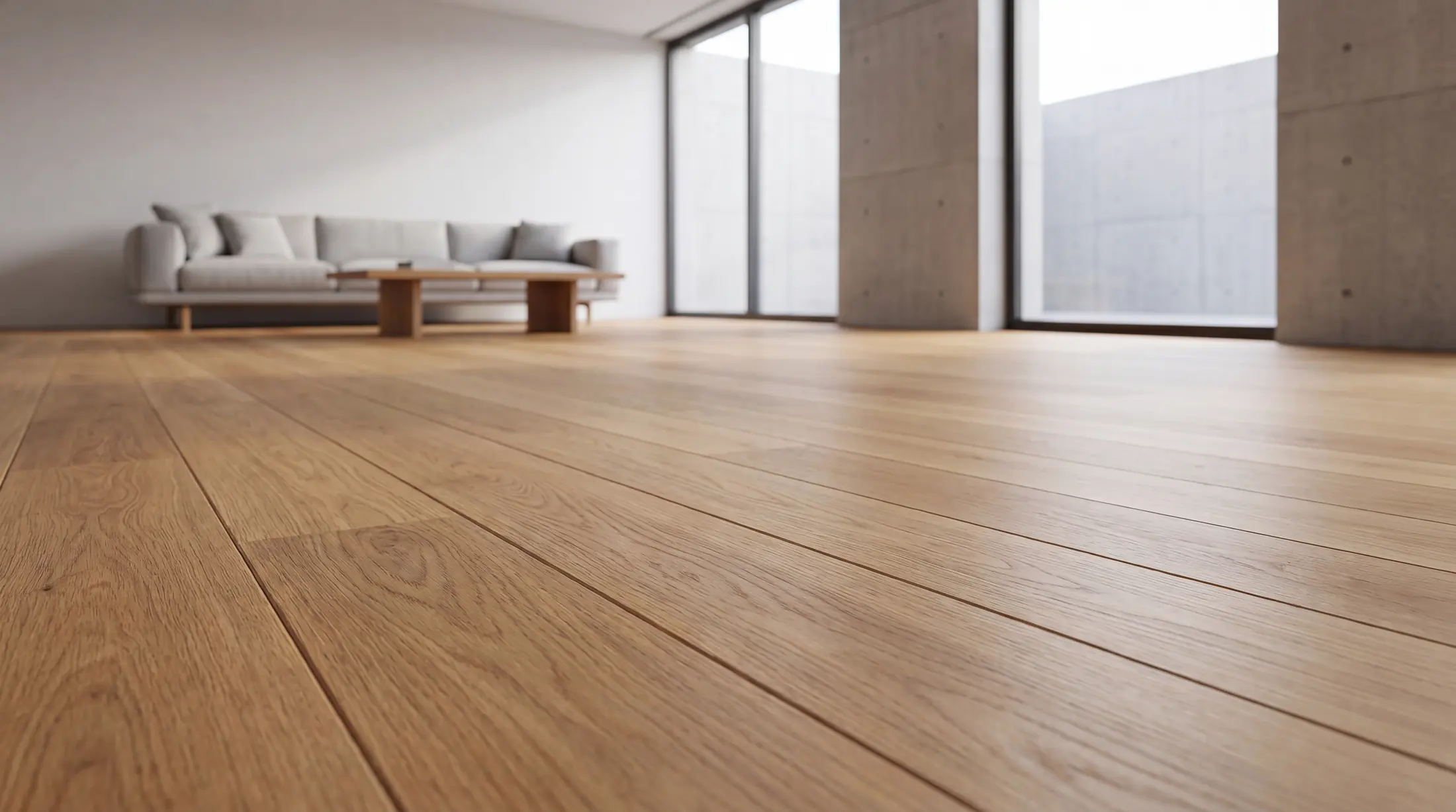 Interior space showcasing installed hardwood flooring
